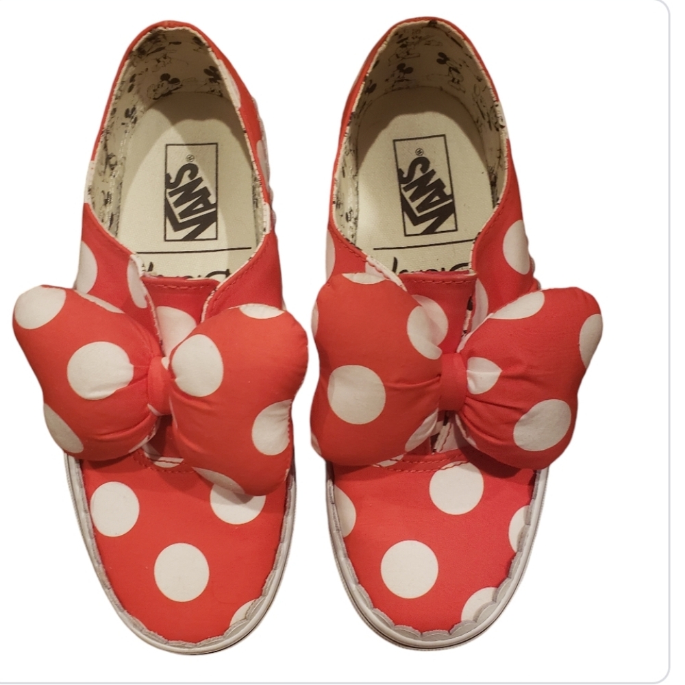 Vans Authentic Disney Minnie Mouse Bow Red Sneakers Womens Size 7.5 Men  Size 6